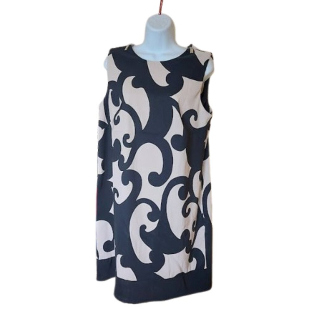 Creme and Black Sleeveless Dress Size 16